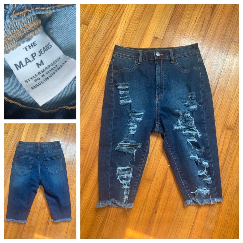 Distressed Denim Bermudas
